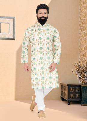 Plain Comfortable Kurta Pyjama Set For Men 1