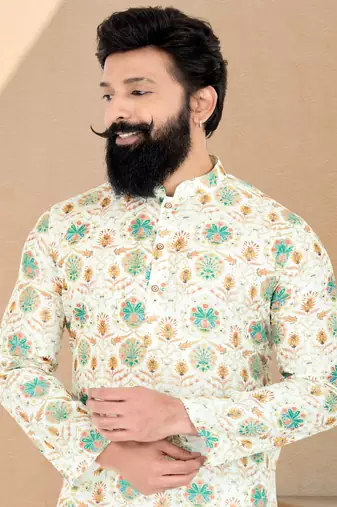 Plain Comfortable Kurta Pyjama Set For Men