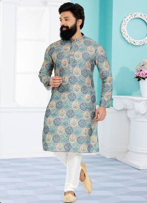 Plain Comfortable Kurta Pyjama Set For Men 1