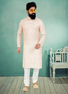 Plain Comfortable Kurta Pyjama Set For Men 1