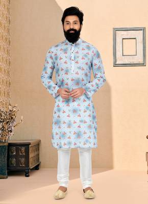 Plain Comfortable Kurta Pyjama Set For Men 1