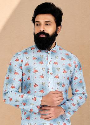 Plain Comfortable Kurta Pyjama Set For Men 2