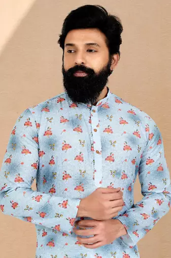 Plain Comfortable Kurta Pyjama Set For Men