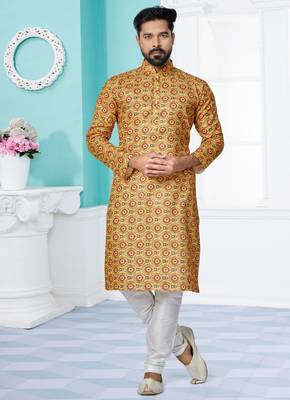 Plain Comfortable Kurta Pyjama Set For Men 1