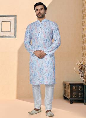Plain Comfortable Kurta Pyjama Set For Men 1