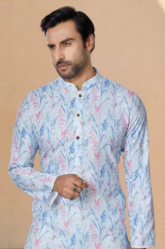 Plain Comfortable Kurta Pyjama Set For Men