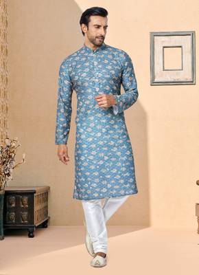 Plain Comfortable Kurta Pyjama Set For Men 1