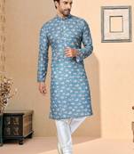 Plain Comfortable Kurta Pyjama Set For Men