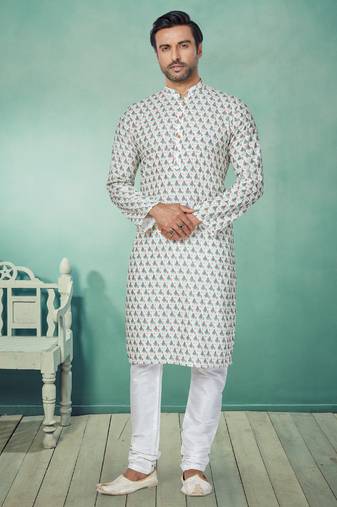 Plain Comfortable Kurta Pyjama Set For Men