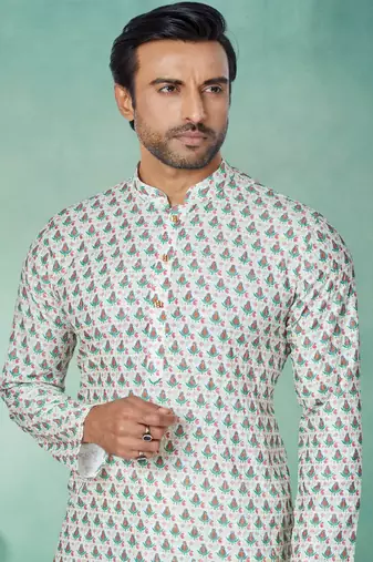 Plain Comfortable Kurta Pyjama Set For Men