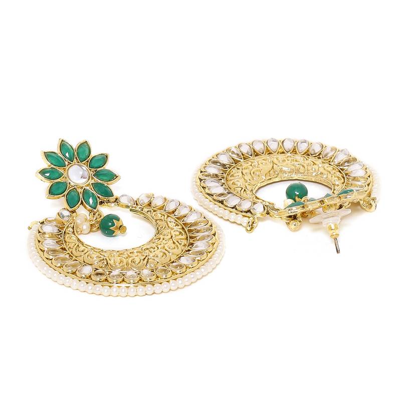 Embellished Kundan Pearl Chandbali Earring for Women Girls