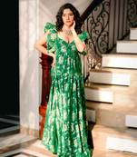 Emerald green mia ruffle gown