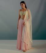 Flamingo pink georgette palazzo set