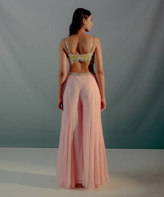 Flamingo pink georgette palazzo set 2