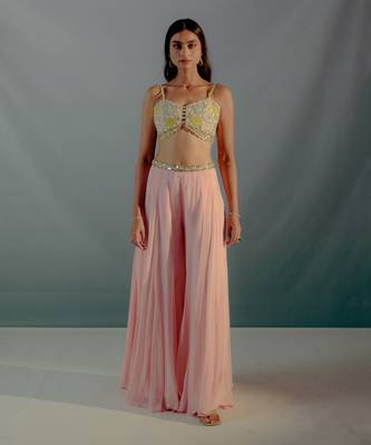 Flamingo pink georgette palazzo set 3
