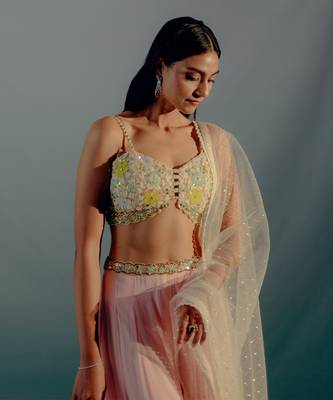 Flamingo pink georgette palazzo set 4