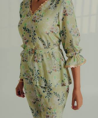 Sage green silk co ord set 3
