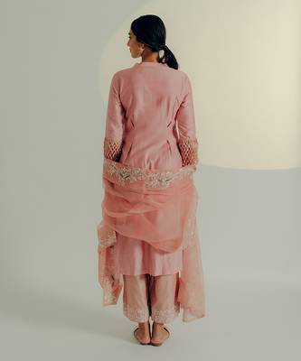 Onion pink chanderi silk kurta set 4