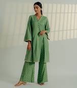 Fern green chanderi kurta set