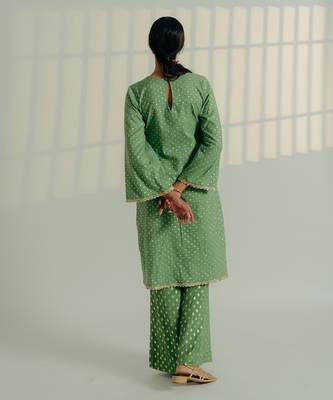 Fern green chanderi kurta set 4