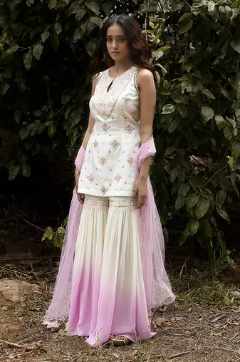 Ivory gharara set