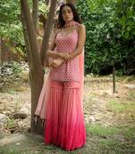 Peach and fusia mermaid gharara set
