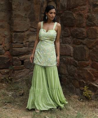 Mint green short gharara set 1