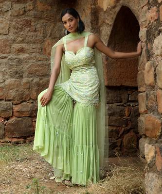 Mint green short gharara set 2