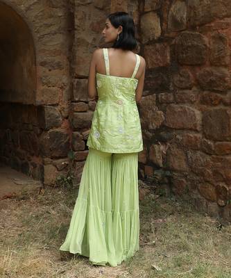 Mint green short gharara set 3