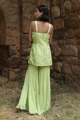 Mint green short gharara set