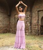 Lilac croptop with gharara and choker dupatta