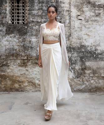 Ivory drape skirt set 1