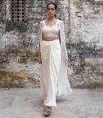 Ivory drape skirt set