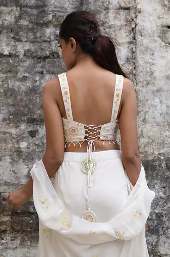 Ivory drape skirt set