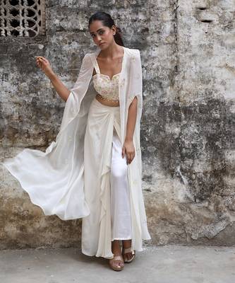 Ivory drape skirt set 3