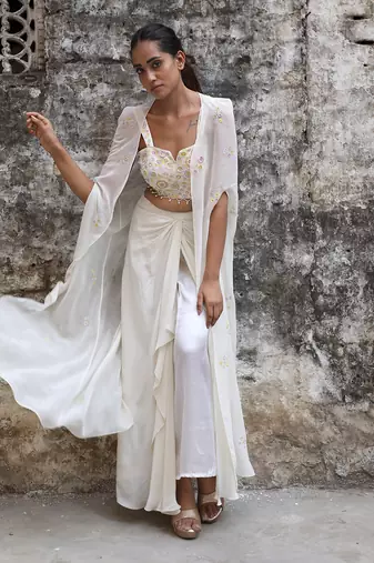 Ivory drape skirt set