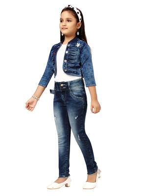 Aarika girl's party wear denim jacket 3