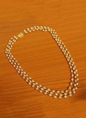 3 Line Gold Plated Pearl Necklace Set 4