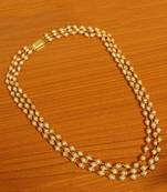 3 Line Gold Plated Pearl Necklace Set