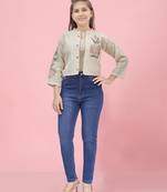 Aarika girls white color embroidered ethnic jakcet