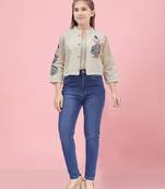 Aarika girls white color embroidered ethnic jakcet