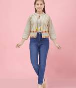 Aarika girls cream color solid ethnic jakcet