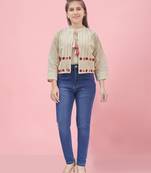 Aarika girls cream color solid ethnic jakcet
