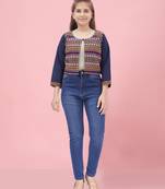 Aarika girls navy blue color cotton ethnic jacket