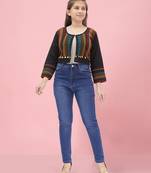 Aarika girls black color cotton ethnic jacket