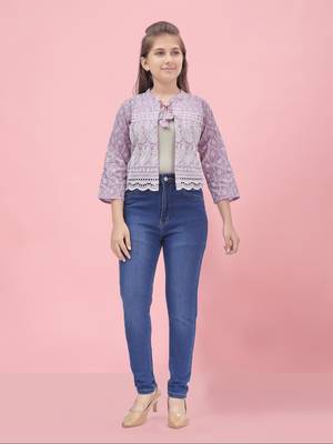 Aarika girls purple color chiken ethnic jacket 1