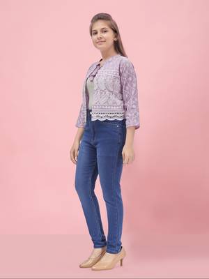 Aarika girls purple color chiken ethnic jacket 2