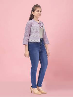 Aarika girls purple color chiken ethnic jacket 3