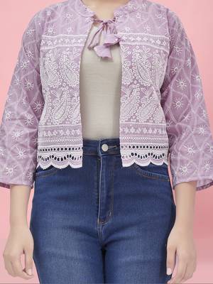 Aarika girls purple color chiken ethnic jacket 5