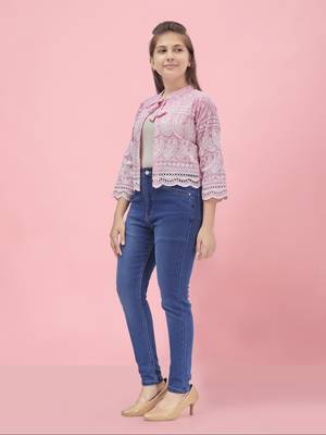 Aarika girls pink color chiken ethnic jacket 2